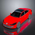 Red Modern Car With Black Roof Sleek Design Alloy Wheels And Surface Reflection