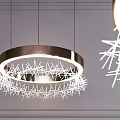 Modern Circular Chandelier With White Spiky Decorations Metallic Frame And LED Lighting