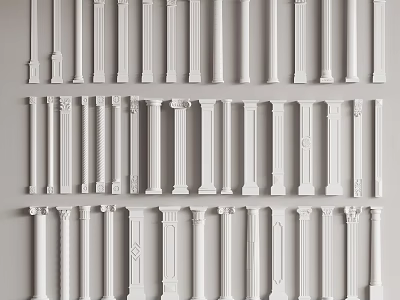 Various Styles Of White Roman Columns 3d model