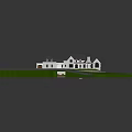 Residential Building Model With White Exterior Dark Roof Green Lawn And Winding Driveway