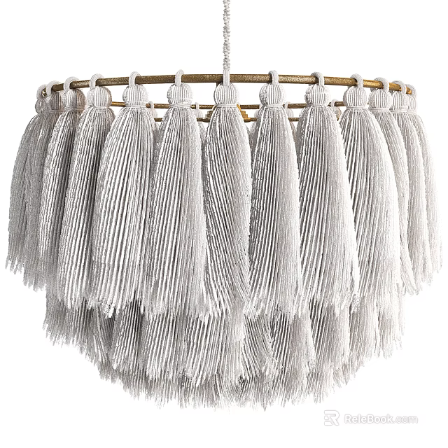 Woven White Tassel Chandelier with Two Tiered Design for Modern Interiors 3d model 