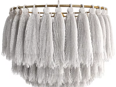 Woven White Tassel Chandelier with Two Tiered Design for Modern Interiors 3d model