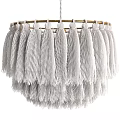 Woven White Tassel Chandelier with Two Tiered Design for Modern Interiors