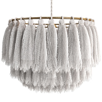 National style metal fabric tassel chandelier 3d model