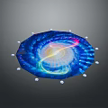 Decorative Umbrella With Colorful Spiral Cosmic Pattern And White Bead Decorations