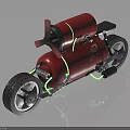 Red Futuristic Jet Powered Motorcycle With Neon Green Accents And Black Tires