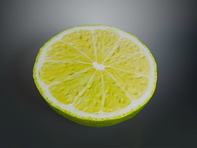 Fresh Sliced Lemon with Bright Yellow Juicy Inner Pulp and Detailed Texture 3d model