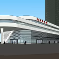 Modern Nanchong North Railway Station Building With Large Roof Glass Curtain Walls And Entrance Area