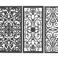 Black Decorative Room Dividers With Intricate Laser Cut Patterns And Ornate Designs