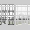 Casement Windows In Various Modern Styles With Black And White Frames And Different Sizes 3d model