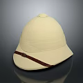 Classic Military Weapon Helmet with Beige Exterior and Brown Leather Strap Detail