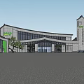 Modern Office Building Exterior Design With Parking Lot Greenery And Road Access