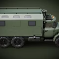 Military Green Off Road Truck with Six Wheels Roof Equipment and Side Windows