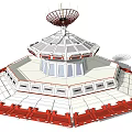 Military Weapon Related Structure Featuring Multi Level Platforms Red Decorations And Top Antenna 3d model