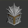 Cartoon Style Spiked Silver Armor Helmet With Orange Decorative Lines And Diamond Holes