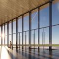 Modern Building Facade Design With Glass Curtain Walls And Metal Frames