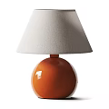 Modern Table Lamp With Orange Spherical Base And Beige Lampshade 3d model