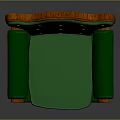 Green Accent Chair With Yellow Buttons Orange Trim And Wooden Legs