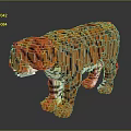 Brick Built Tiger Sculpture With Orange Black Stripes And Interlocking Blocks Design 3d model