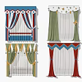 Colorful Curtains With Star Patterns Striped Details And Fringe Trims For Home Interior