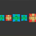 Colorful Shiny Gift Boxes with Blue Red Green Bowknots Arranged in a Row