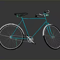 Sleek Teal Bicycle With Black Seat White Tire Rims Handlebars And Dark Background Reflection