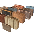 Vintage Travel Box Luggage Vintage Leather Bag 3d model