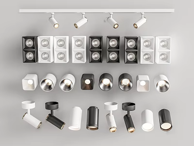 Modern Downlights and Spotlights with Various Designs and Colors for Home Lighting 3d model