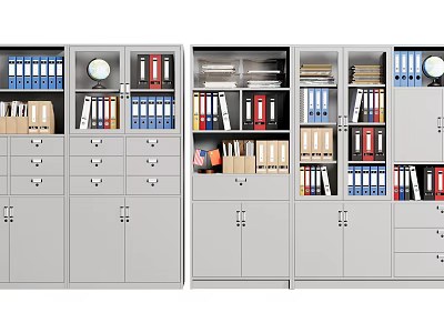 Practical Office Bookcase With Multiple Shelves Drawers Binders Organized Files And Closed Cabinets 3d model