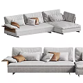 Modern Light Gray Fabric Sectional Sofa With Multiple Brown And Light Gray Cushions 3d model