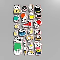 Cute Cartoon Stickers With Panda Cup Shoe Ice Cream Donut Hand Dog Different Shapes Colors