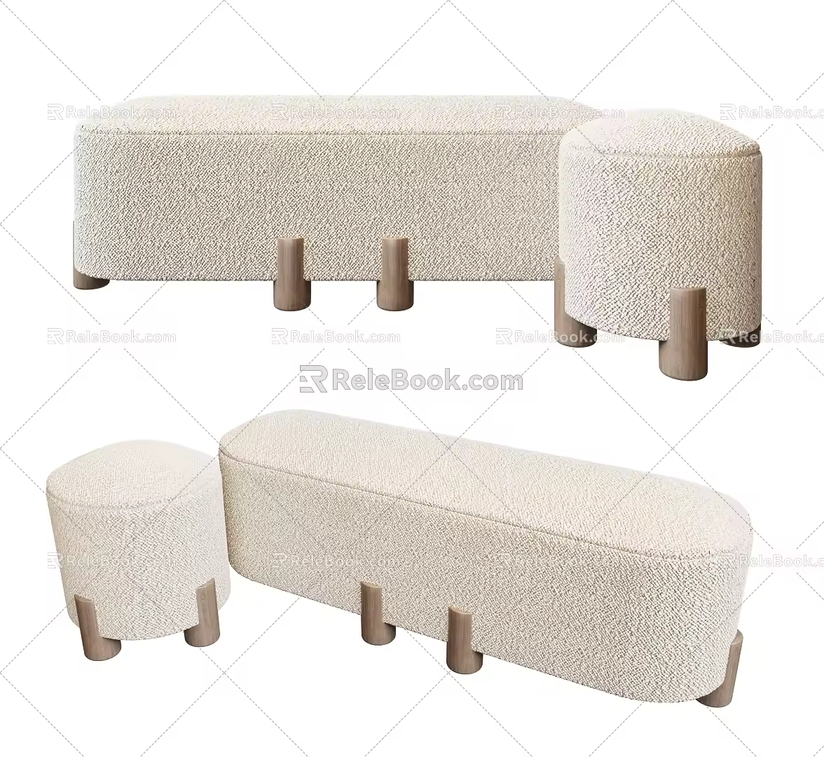 Modern sofa stool sofa stool combination 3d model