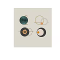 Modern Circular Wall Decor with Illuminated Rings and Geometric Shapes in Blue Black White Gold