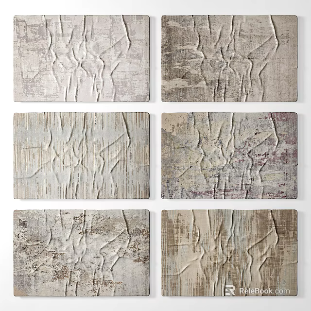 Square Rugs with Various Textured Patterns and Neutral Color Designs 3d model 