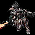 Futuristic Mech Game Character With Advanced Weapons Flame Effects And Detailed Design