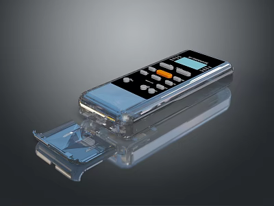 Handheld Computer Device With Transparent Shell Display Screen Orange Button And Sleek Design 3d model