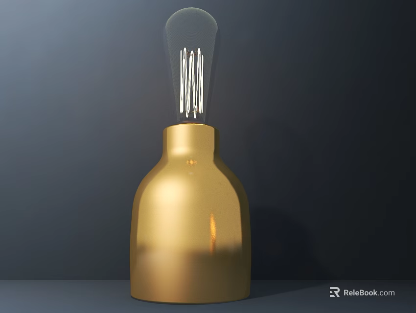 Elegant Modern Golden Table Lamp with Transparent Filament Bulb for Home Lighting 3d model 