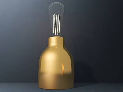 Elegant Modern Golden Table Lamp with Transparent Filament Bulb for Home Lighting 3d model