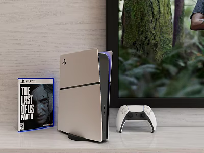 Home Theater Room Setup With PS5 Console Game Box Controller And TV Screen 3d model