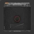 Black Textured Portable Electronic Device With Red Circular Component And Sleek Design