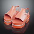 Stylish Orange Platform Sandals With Double Straps And Buckle Design Detail