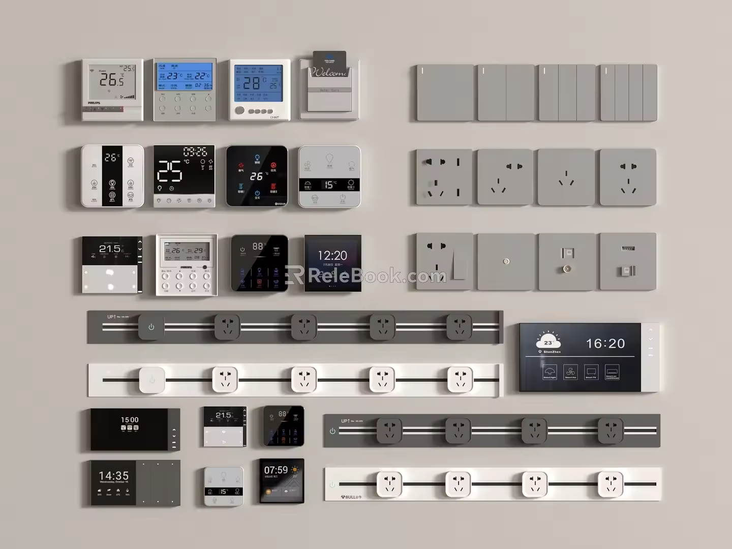 Switch track socket switch socket intelligent switch air conditioning panel switch surface 3d model