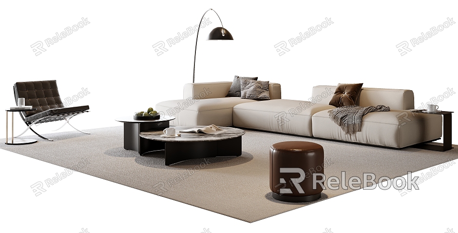 Modern Sofa Coffee Table Combination Fabric Sofa Multi-person Sofa Single Sofa Leather Sofa Sofa Stool Floor Lamp Side Table Leisure Chair model