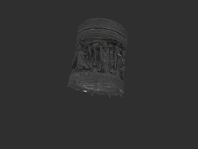 Traditional Handcrafted Ceramic Vessel With Intricate Figural Carvings And Ornamental Design 3d model
