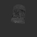 Traditional Handcrafted Ceramic Vessel With Intricate Figural Carvings And Ornamental Design