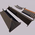 Traditional Ancient Architecture Roof Components Featuring Black Tiles And Orange Tile Sections