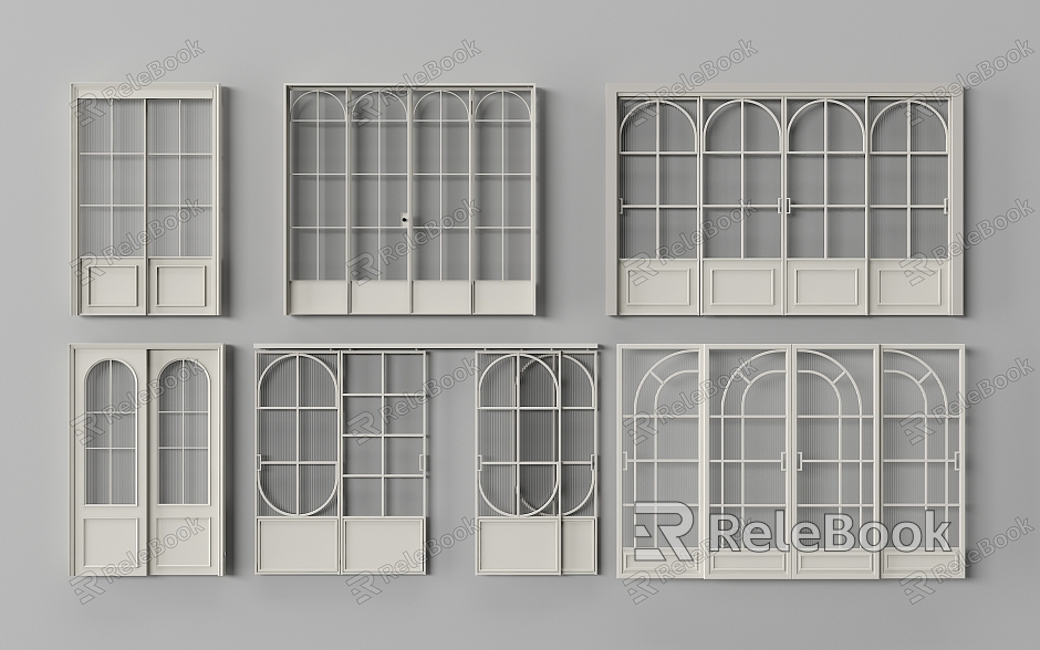 Modern double open glass door kitchen door aluminum alloy door model