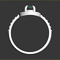 Elegant Emerald Ring With Central Green Gemstone And Diamond Accents On Silver Band