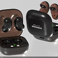 Samsung Open Ear Wireless Earbuds With Black Brown Charging Case And LED Indicators
