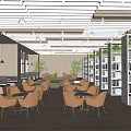 Modern Library Reading Area 3d model